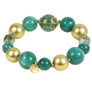 Biba Armband Polymer Perlen Mix Grün Gold 9-15mm Ø Biba Anhänger Gold