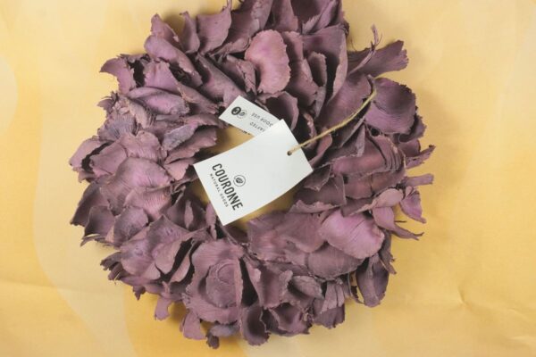 Couronne Deko Kranz Naturkranz Palm Petal Wreath Mauve 25cm∅ Handarbeit