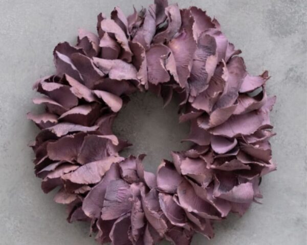 Couronne Deko Kranz Naturkranz Palm Petal Wreath Mauve 25cm∅ Handarbeit