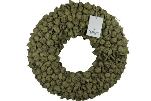 Couronne Deko Kranz Naturkranz Coco Fruit Wreath Old Green Wash 40 cm ∅ Handarbeit