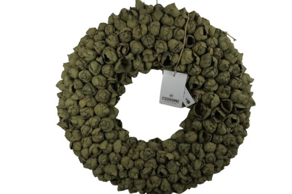 Couronne Deko Kranz Naturkranz Coco Fruit Wreath Old Green Wash 40 cm ∅ Handarbeit