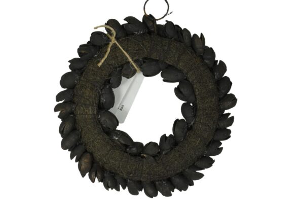 Couronne Dekokranz Wandkranz Naturkranz Handarbeit Bakuli Wreath Black 20cm ∅