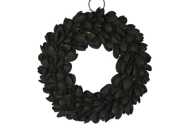 Couronne Dekokranz Wandkranz Naturkranz Handarbeit Bakuli Wreath Black 20cm ∅