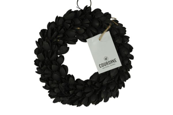 Couronne Dekokranz Wandkranz Naturkranz Handarbeit Bakuli Wreath Black 20cm ∅