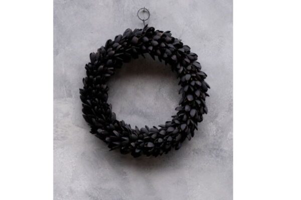 Couronne Dekokranz Wandkranz Naturkranz Handarbeit Bakuli Wreath Black 20cm ∅