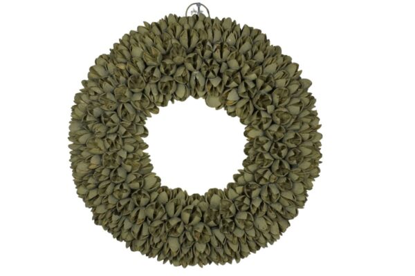 Couronne Dekokranz Naturkranz Handarbeit Bakuli Wreath Old Green Wash 30 cm ∅