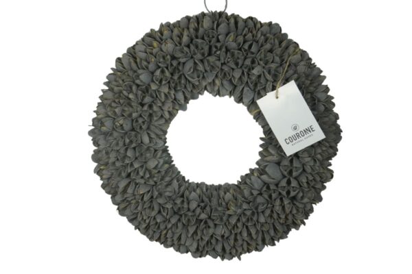 Couronne Dekokranz Naturkranz Handarbeit Bakuli Wreath Grey Smoke 30 cm ∅