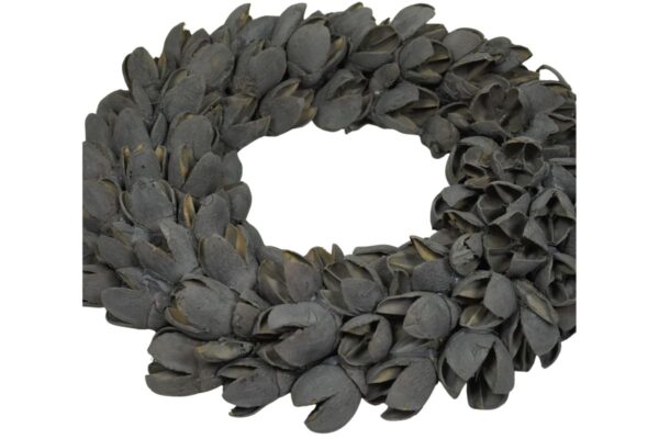 Couronne Dekokranz Wandkranz Naturkranz Handarbeit Bakuli Wreath Thin Dark Grey 20cm ∅