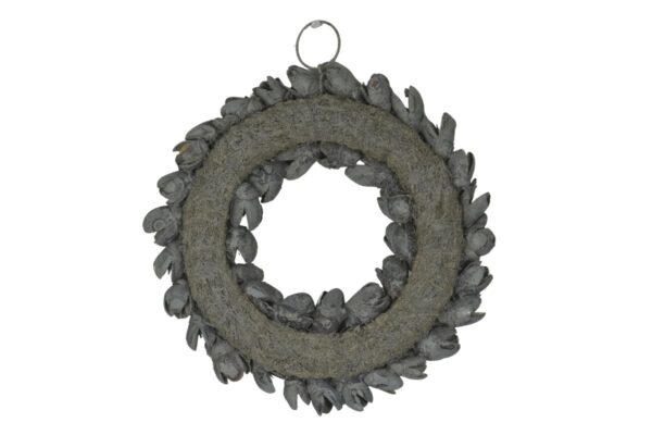Couronne Dekokranz Wandkranz Naturkranz Handarbeit Bakuli Wreath Thin Dark Grey 20cm ∅