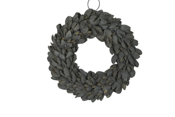 Couronne Dekokranz Wandkranz Naturkranz Handarbeit Bakuli Wreath Thin Dark Grey 20cm ∅