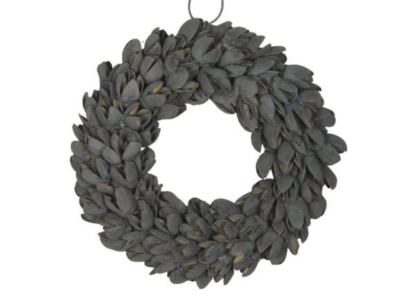 Couronne Dekokranz Wandkranz Naturkranz Handarbeit Bakuli Wreath Thin Dark Grey 20cm ∅
