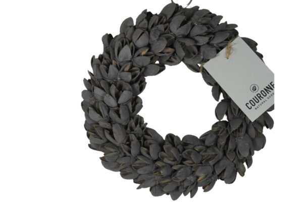 Couronne Dekokranz Wandkranz Naturkranz Handarbeit Bakuli Wreath Thin Dark Grey 20cm ∅
