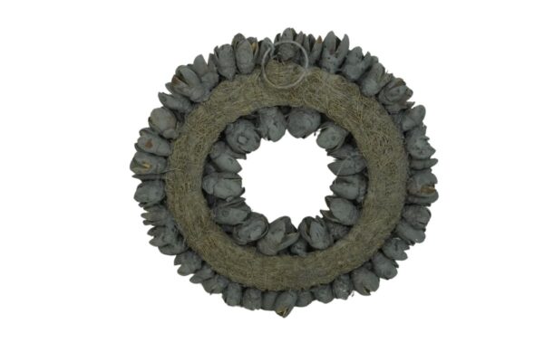 Couronne Dekokranz Wandkranz Naturkranz Handarbeit Bakuli Wreath Grey Smoke 20cm ∅