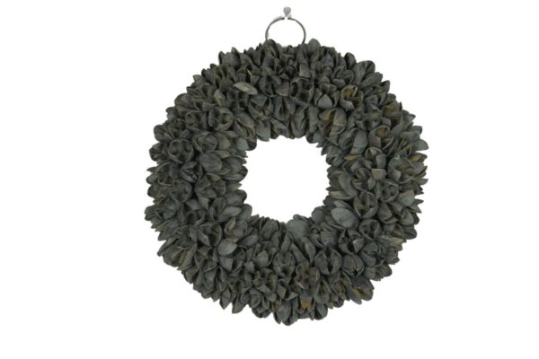 Couronne Dekokranz Wandkranz Naturkranz Handarbeit Bakuli Wreath Grey Smoke 20cm ∅