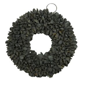 Couronne Dekokranz Wandkranz Naturkranz Handarbeit Bakuli Wreath Grey Smoke 20cm ∅