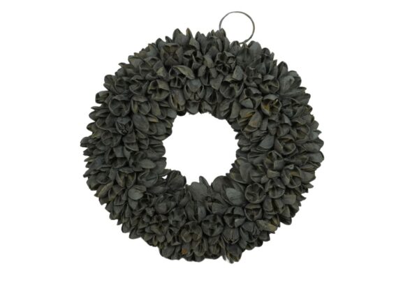 Couronne Dekokranz Wandkranz Naturkranz Handarbeit Bakuli Wreath Grey Smoke 20cm ∅