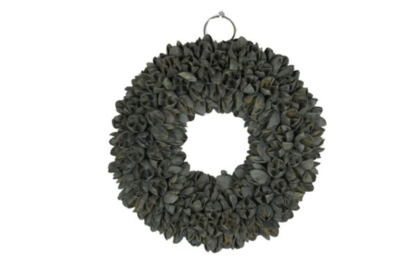 Couronne Dekokranz Wandkranz Naturkranz Handarbeit Bakuli Wreath Grey Smoke 20cm ∅