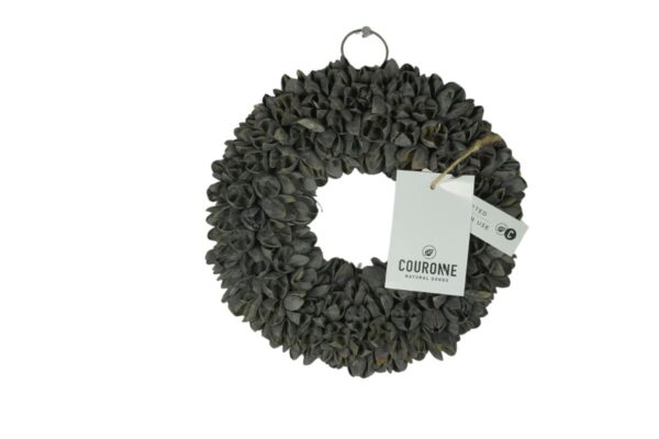 Couronne Dekokranz Wandkranz Naturkranz Handarbeit Bakuli Wreath Grey Smoke 20cm ∅