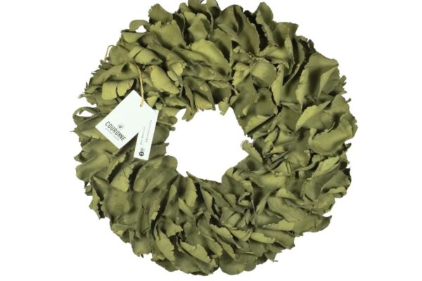 Couronne Deko Kranz Naturkranz Palm Petal Wreath Old Green Wash 40 cm ∅ Handarbeit